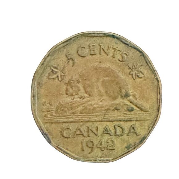 1942 Canada 5 Cents - George VI dodecagonal, tombac Coin KM# 39 - Picture 4 of 9